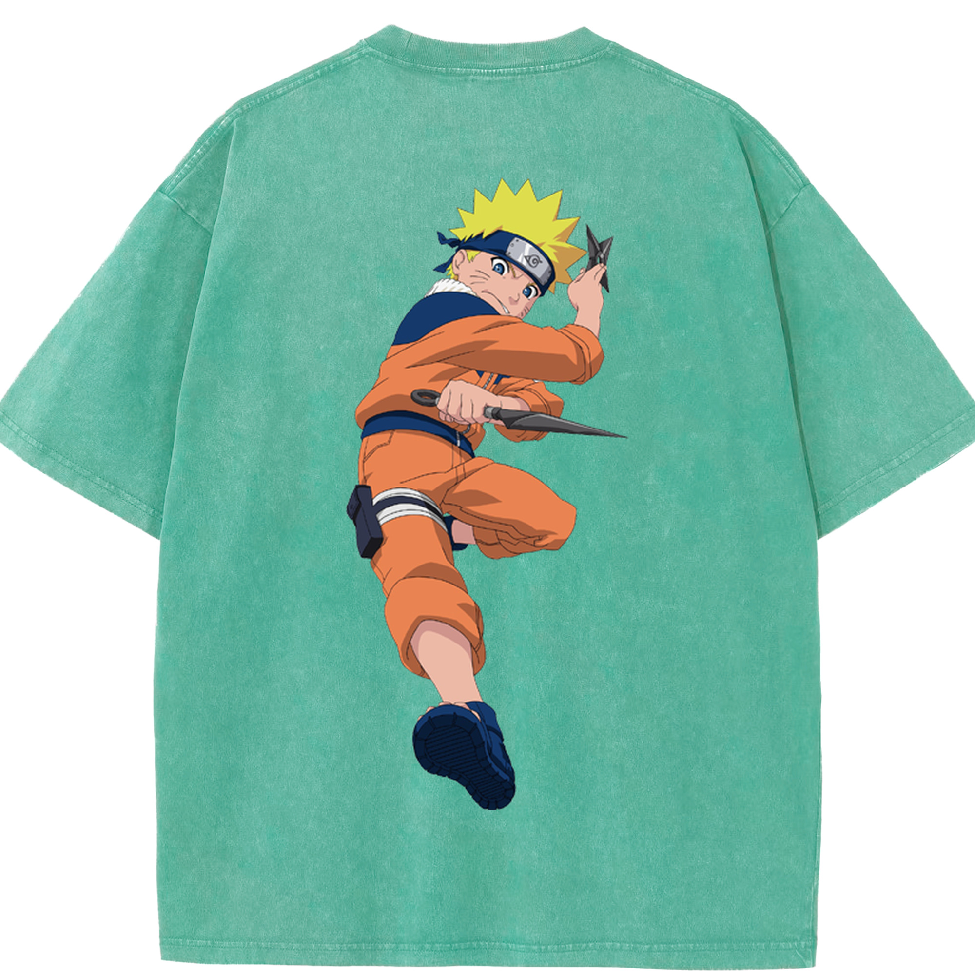 （画像用） NARUTO -ナルト- うずまき ナルト Uzumaki Naruto 綿100% ヴィンテージ風 半袖Tシャツ（背面プリント）